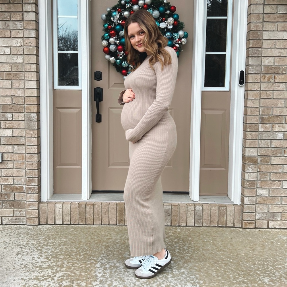 ASOS Taupe Bodycon Maternity Dress